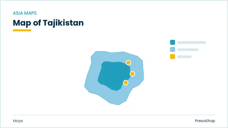 Editable PowerPoint outline map of Tajikistan in Asia, drawn as recolourable vector shapes for market and territory slides
