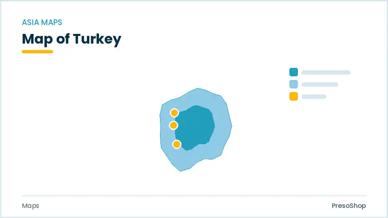 Editable PowerPoint outline map of Turkey in Asia, drawn as recolourable vector shapes for market and territory slides