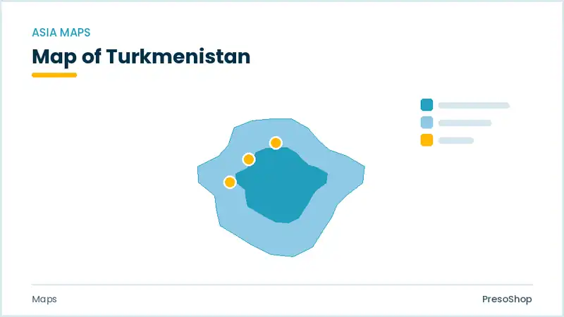 Editable PowerPoint outline map of Turkmenistan in Asia, drawn as recolourable vector shapes for market and territory slides