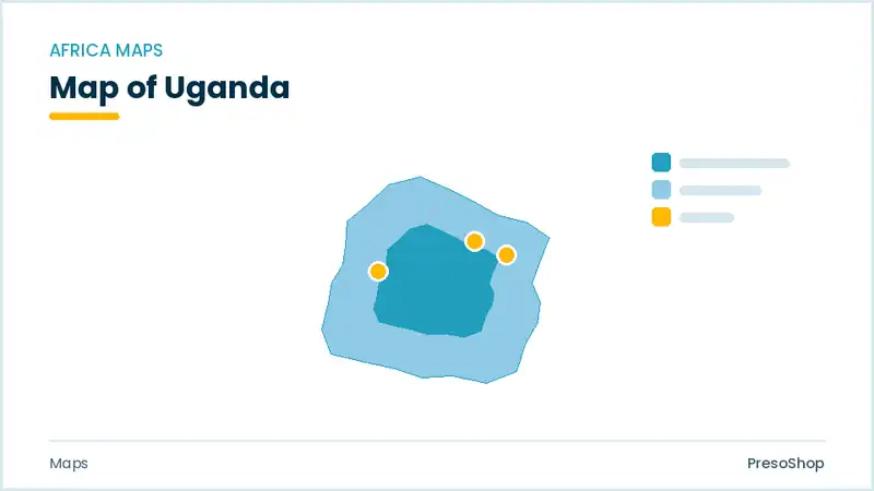Editable PowerPoint outline map of Uganda in Africa, drawn as recolourable vector shapes for market and territory slides