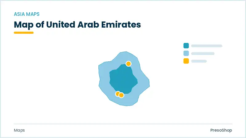 Editable PowerPoint outline map of United Arab Emirates in Asia, drawn as recolourable vector shapes for market and territory slides