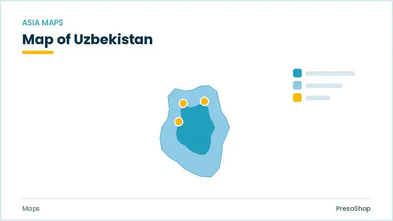 Editable PowerPoint outline map of Uzbekistan in Asia, drawn as recolourable vector shapes for market and territory slides