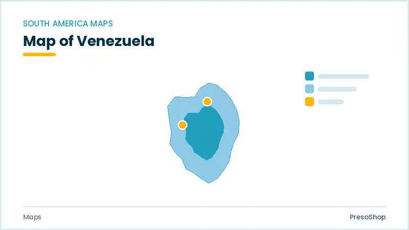 Editable PowerPoint outline map of Venezuela in South America, drawn as recolourable vector shapes for market and territory slides