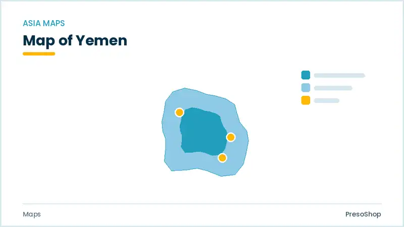 Editable PowerPoint outline map of Yemen in Asia, drawn as recolourable vector shapes for market and territory slides