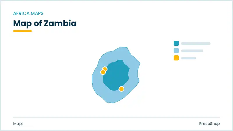 Editable PowerPoint outline map of Zambia in Africa, drawn as recolourable vector shapes for market and territory slides