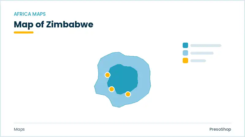Editable PowerPoint outline map of Zimbabwe in Africa, drawn as recolourable vector shapes for market and territory slides