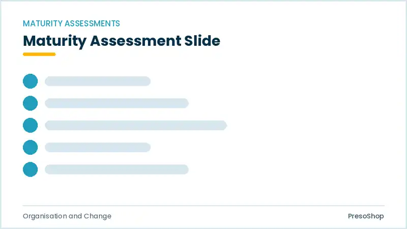 Editable PowerPoint maturity assessment slide template, built from recolourable native shapes for organisation and change decks
