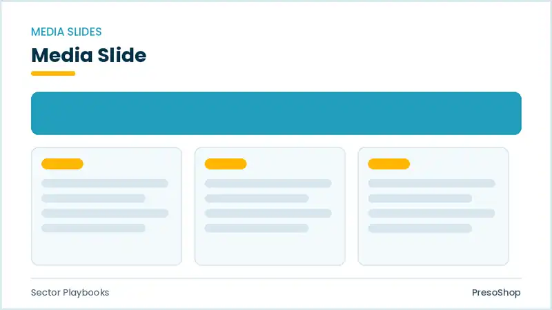 Editable PowerPoint media slide template, built from recolourable native shapes for sector playbooks decks