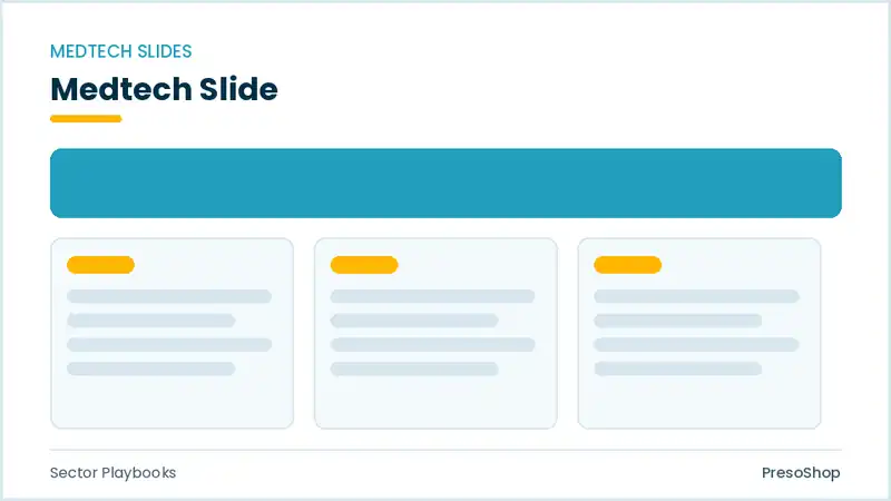 Editable PowerPoint medtech slide template, built from recolourable native shapes for sector playbooks decks