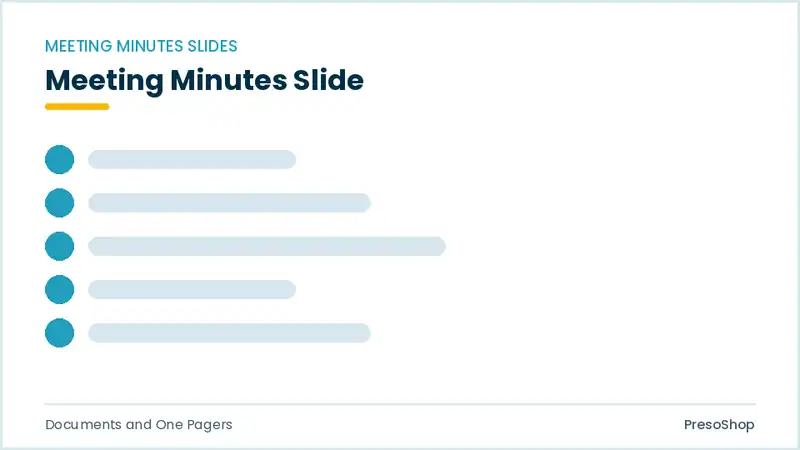 Editable PowerPoint meeting minutes slide template, built from recolourable native shapes for documents and one pagers decks