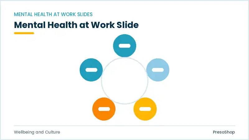 Editable PowerPoint mental health at work slide template, built from recolourable native shapes for wellbeing and culture decks