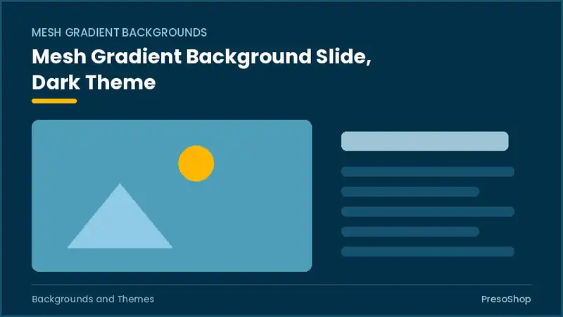 Editable PowerPoint mesh gradient background slide template in a dark theme, built from recolourable native shapes for backgrounds and themes decks