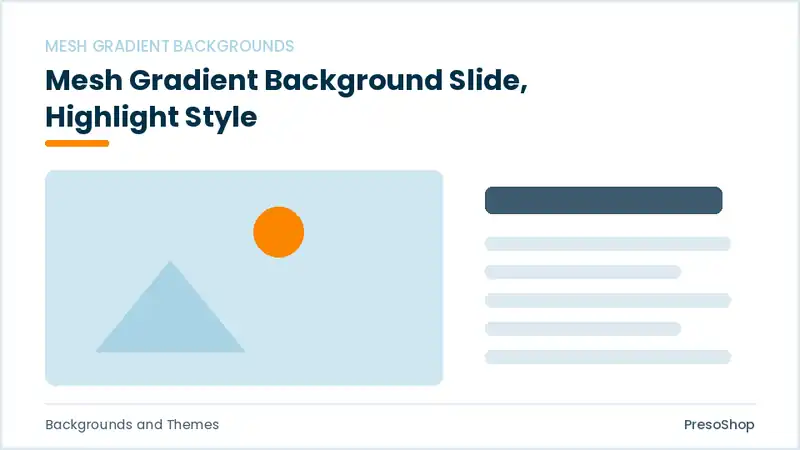 Editable PowerPoint mesh gradient background slide template with an accented takeaway, built from recolourable native shapes for backgrounds and themes decks
