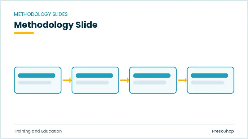 Editable PowerPoint methodology slide template, built from recolourable native shapes for training and education decks