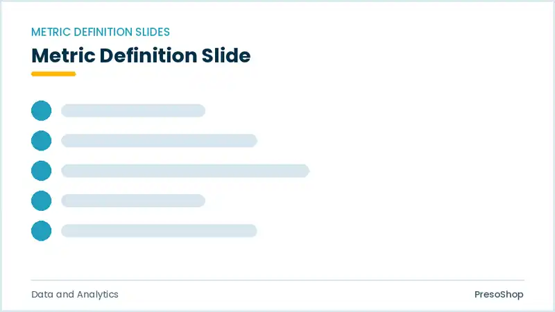 Editable PowerPoint metric definition slide template, built from recolourable native shapes for data and analytics decks