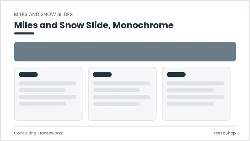 Editable PowerPoint miles and snow slide template in a monochrome treatment, built from recolourable native shapes for consulting frameworks decks