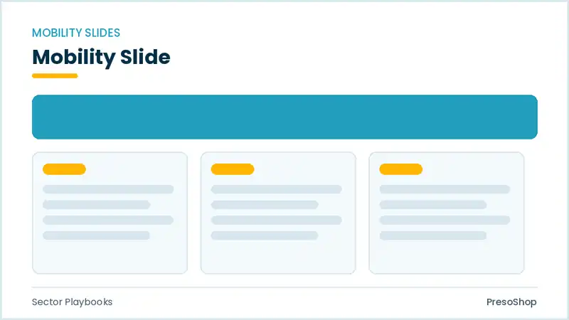 Editable PowerPoint mobility slide template, built from recolourable native shapes for sector playbooks decks