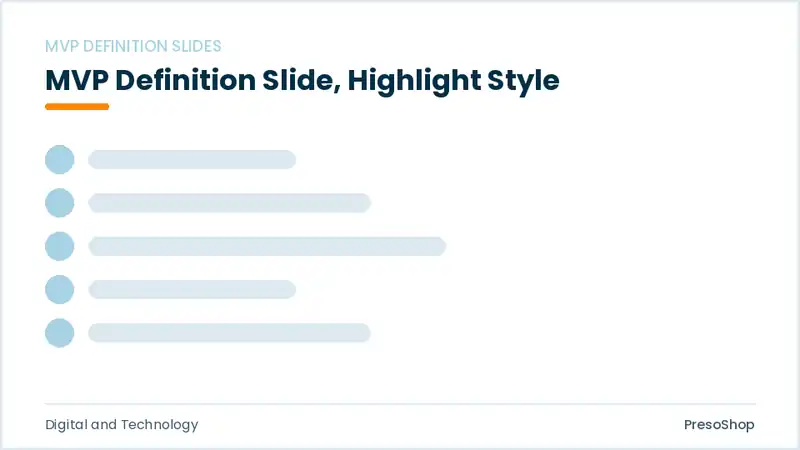 Editable PowerPoint mvp definition slide template with an accented takeaway, built from recolourable native shapes for digital and technology decks