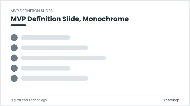 Editable PowerPoint mvp definition slide template in a monochrome treatment, built from recolourable native shapes for digital and technology decks