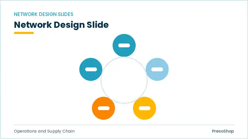 Editable PowerPoint network design slide template, built from recolourable native shapes for operations and supply chain decks