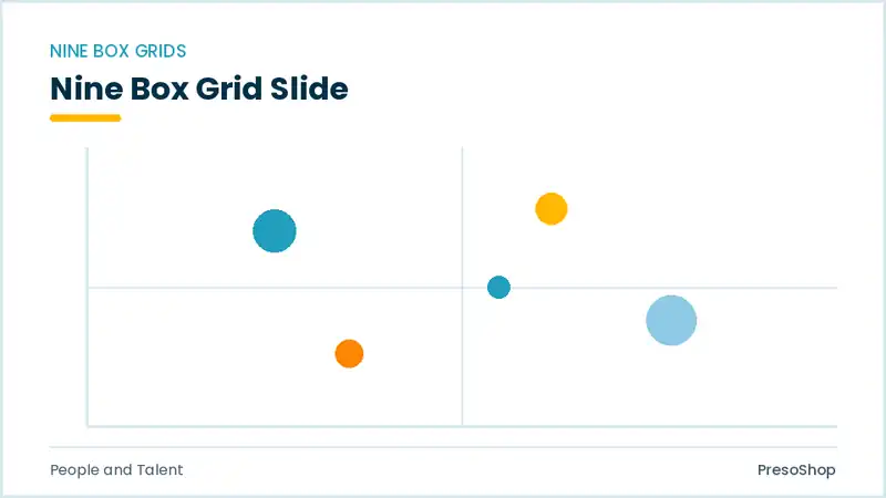 Editable PowerPoint nine box grid slide template, built from recolourable native shapes for people and talent decks
