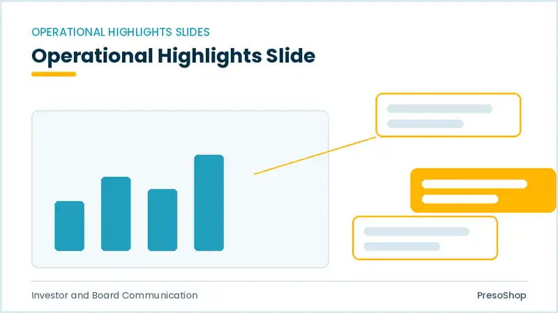 Editable PowerPoint operational highlights slide template, built from recolourable native shapes for investor and board communication decks