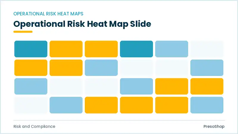 Editable PowerPoint operational risk heat map slide template, built from recolourable native shapes for risk and compliance decks