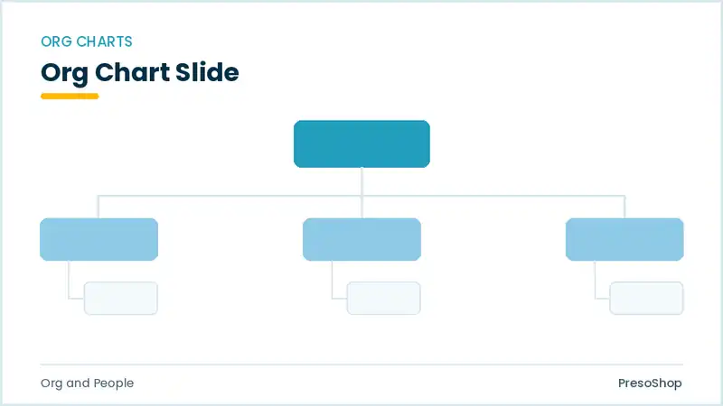 Editable PowerPoint org chart slide template, built from recolourable native shapes for org and people decks