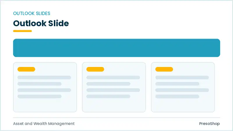 Editable PowerPoint outlook slide template, built from recolourable native shapes for asset and wealth management decks