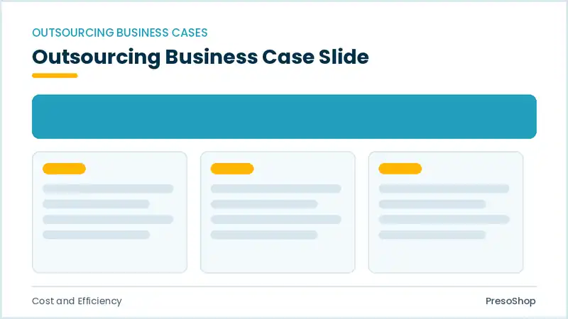 Editable PowerPoint outsourcing business case slide template, built from recolourable native shapes for cost and efficiency decks