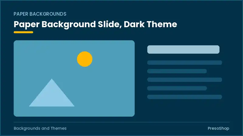 Editable PowerPoint paper background slide template in a dark theme, built from recolourable native shapes for backgrounds and themes decks