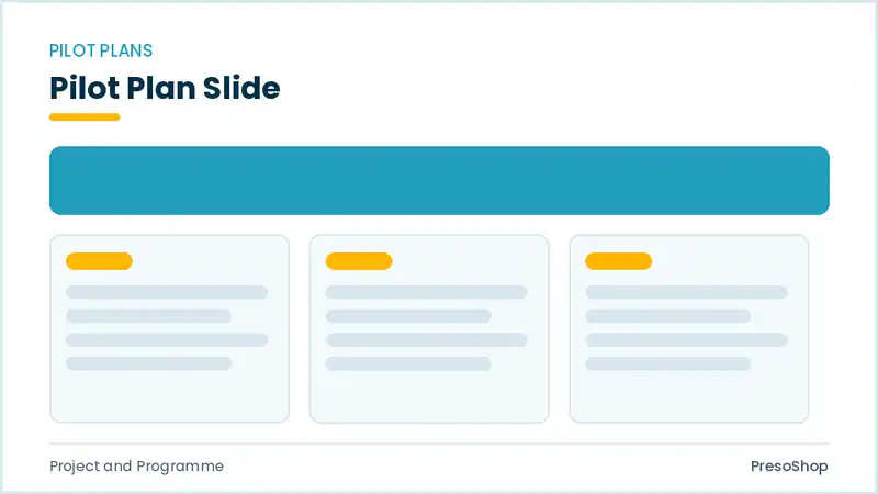 Editable PowerPoint pilot plan slide template, built from recolourable native shapes for project and programme decks