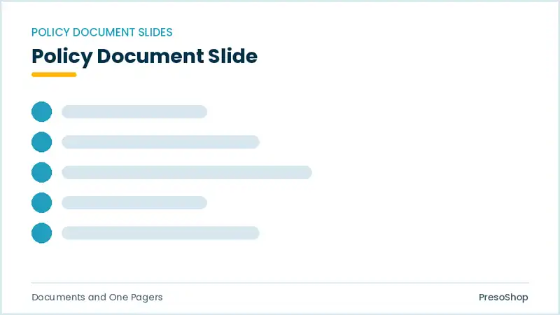 Editable PowerPoint policy document slide template, built from recolourable native shapes for documents and one pagers decks