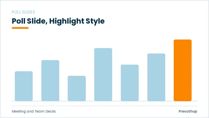 Editable PowerPoint poll slide template with an accented takeaway, built from recolourable native shapes for meeting and team decks decks