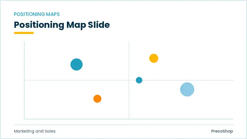Editable PowerPoint positioning map slide template, built from recolourable native shapes for marketing and sales decks