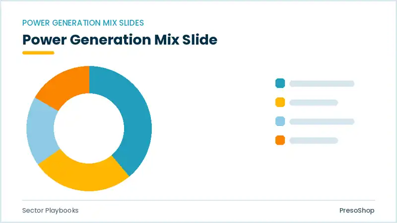 Editable PowerPoint power generation mix slide template, built from recolourable native shapes for sector playbooks decks