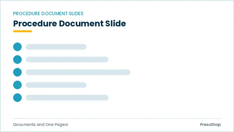 Editable PowerPoint procedure document slide template, built from recolourable native shapes for documents and one pagers decks