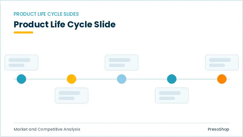 Editable PowerPoint product life cycle slide template, built from recolourable native shapes for market and competitive analysis decks