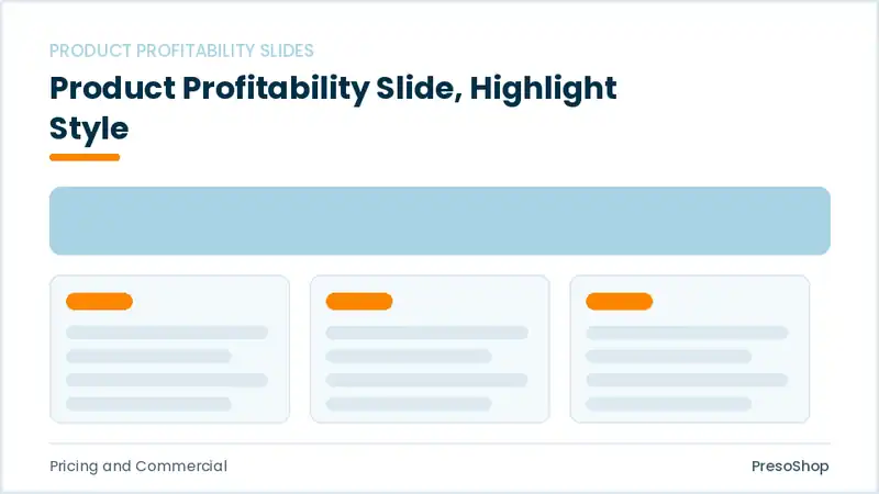 Editable PowerPoint product profitability slide template with an accented takeaway, built from recolourable native shapes for pricing and commercial decks