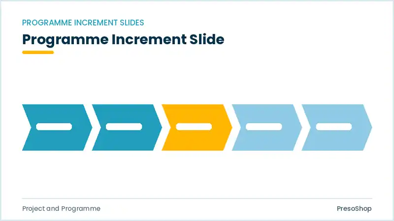 Editable PowerPoint programme increment slide template, built from recolourable native shapes for project and programme decks