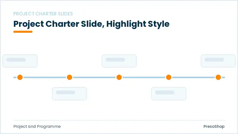 Editable PowerPoint project charter slide template with an accented takeaway, built from recolourable native shapes for project and programme decks