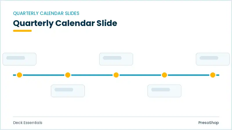 Editable PowerPoint quarterly calendar slide template, built from recolourable native shapes for deck essentials decks