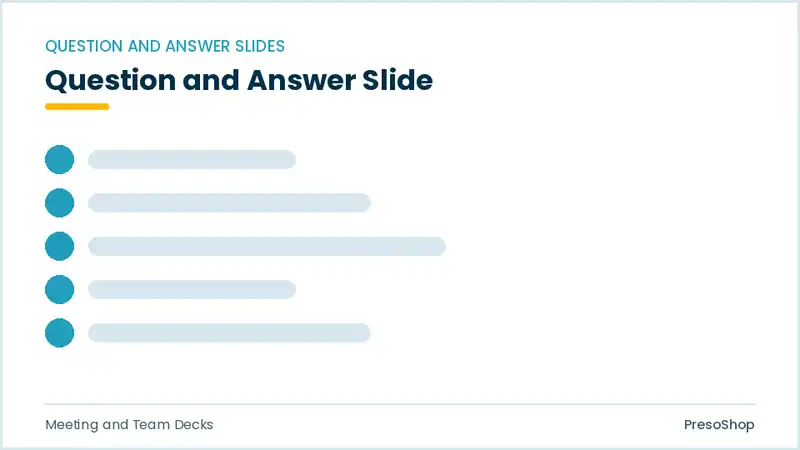 Editable PowerPoint question and answer slide template, built from recolourable native shapes for meeting and team decks decks