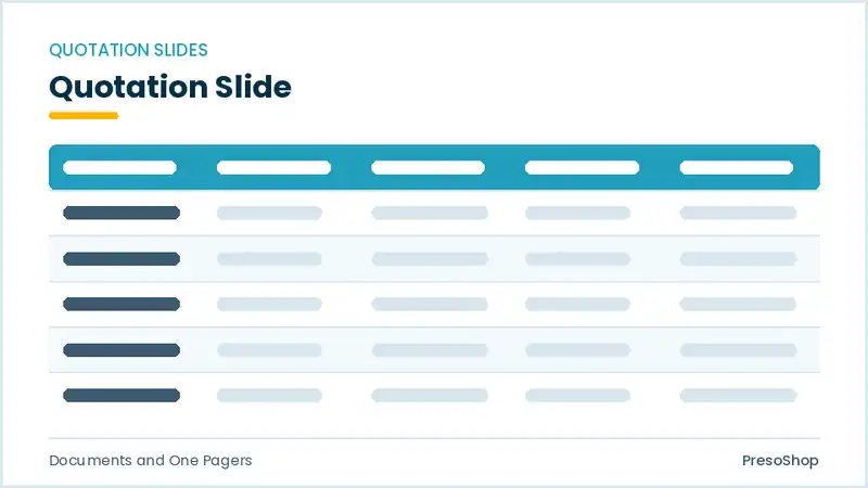 Editable PowerPoint quotation slide template, built from recolourable native shapes for documents and one pagers decks