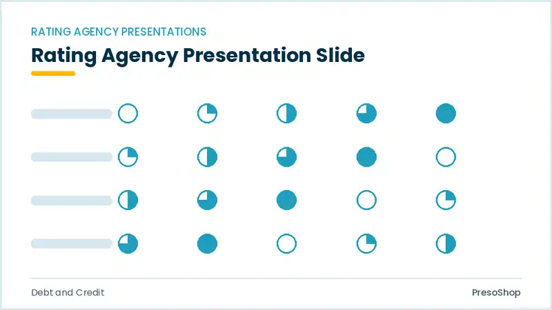 Editable PowerPoint rating agency presentation slide template, built from recolourable native shapes for debt and credit decks