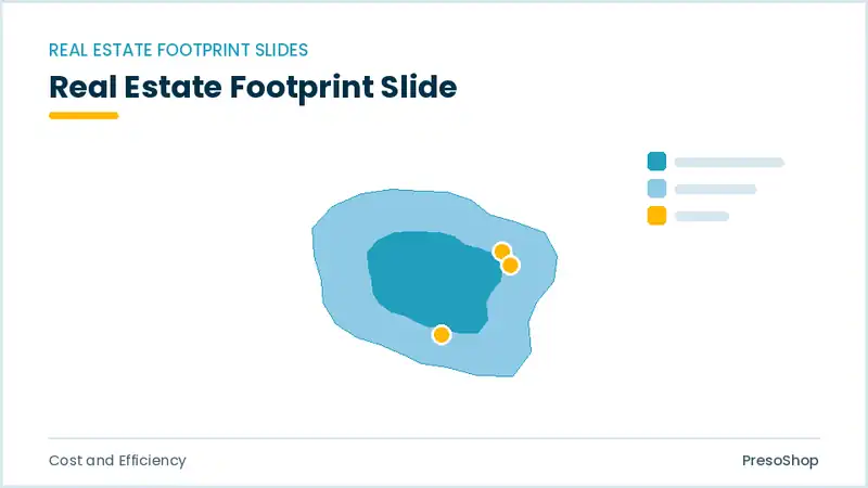 Editable PowerPoint real estate footprint slide template, built from recolourable native shapes for cost and efficiency decks