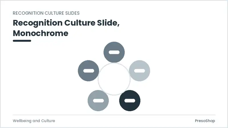 Editable PowerPoint recognition culture slide template in a monochrome treatment, built from recolourable native shapes for wellbeing and culture decks