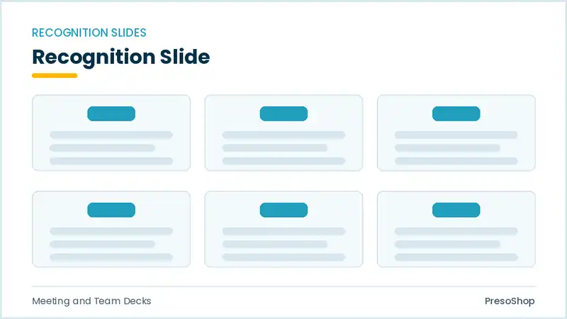 Editable PowerPoint recognition slide template, built from recolourable native shapes for meeting and team decks decks