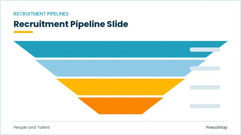 Editable PowerPoint recruitment pipeline slide template, built from recolourable native shapes for people and talent decks