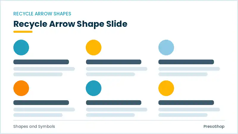 Editable PowerPoint recycle arrow shape slide template, built from recolourable native shapes for shapes and symbols decks